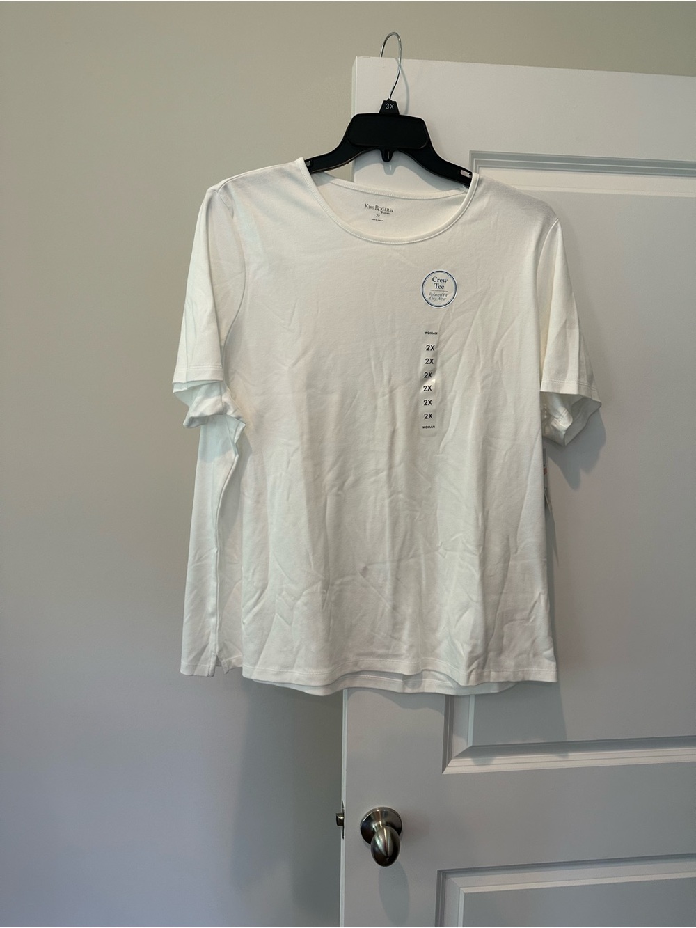 Kim Rogers White Short Sleeve Cotton Crew Neck Tee Size 2X